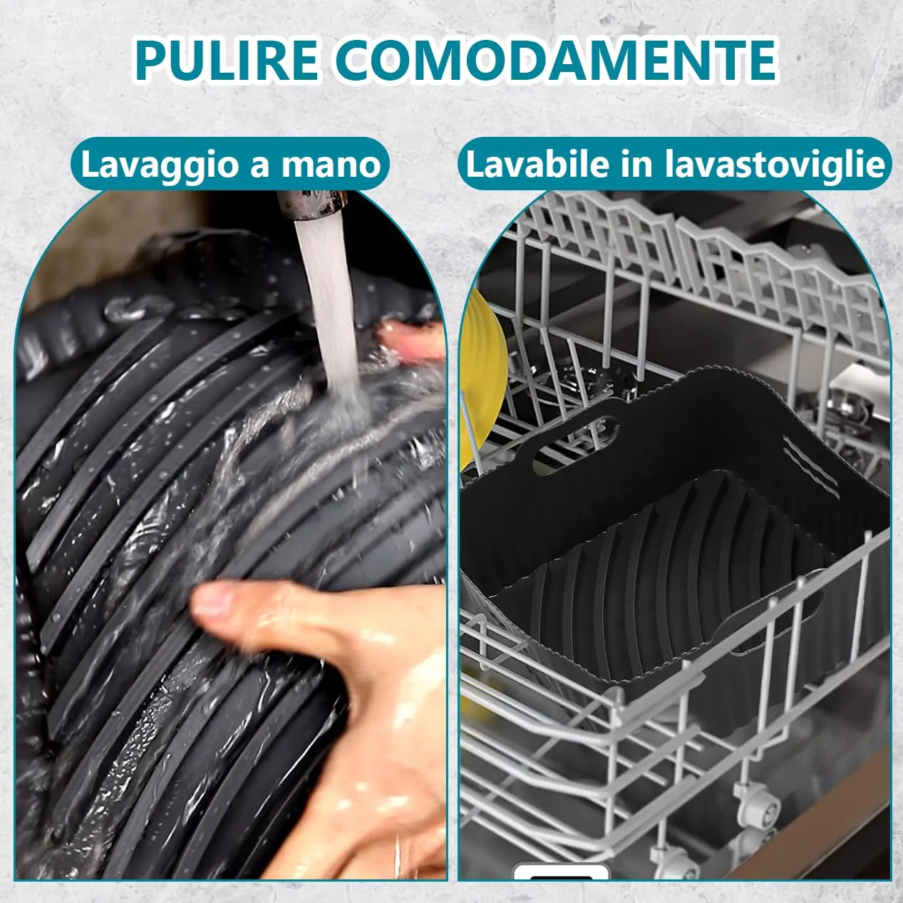 21CM Accessori Friggitrice ad Aria in Silicone, 2PCS Quadrata Teglie Cestino per Friggitrice ad Aria per COSORI 5,5L 4,7L, Riuti