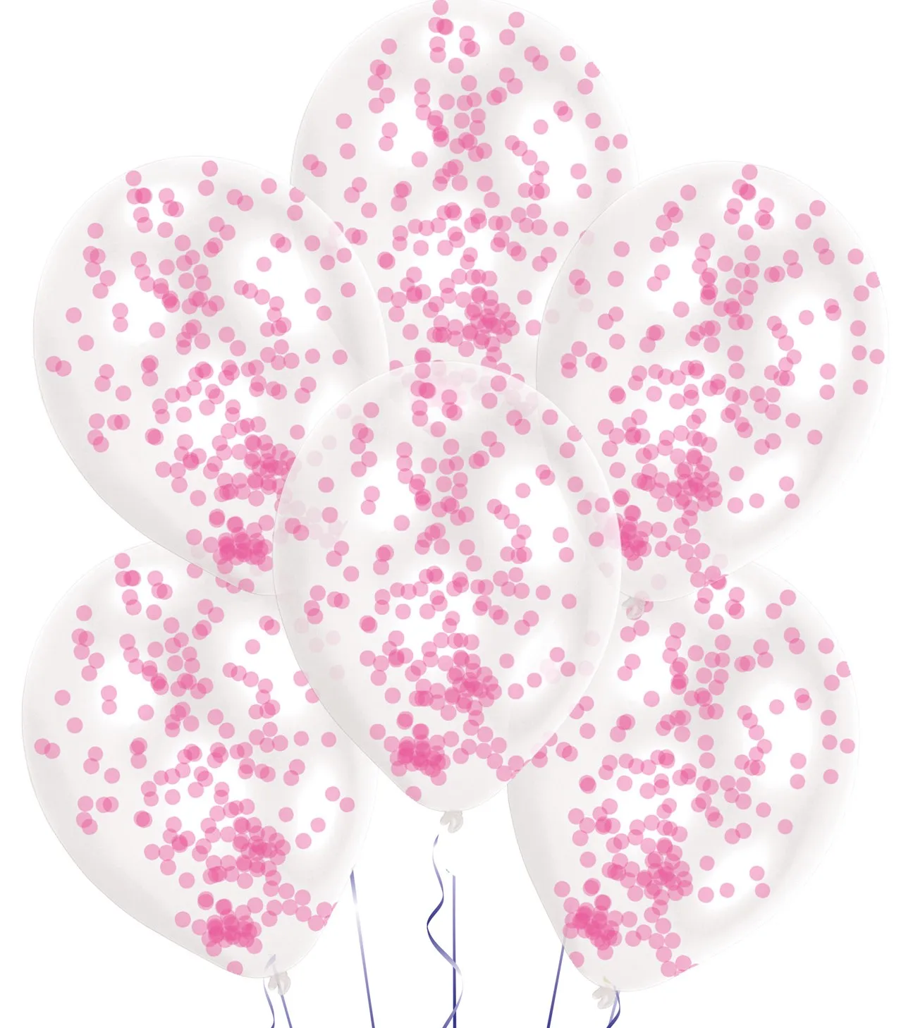 6 palloncini con coriandoli rosa