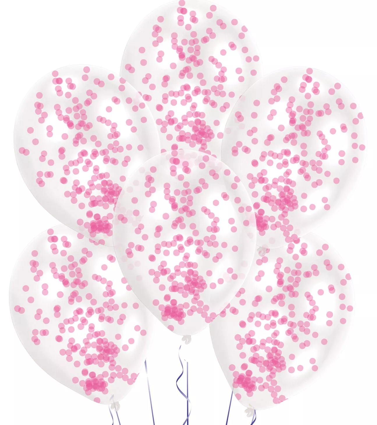 6 palloncini con coriandoli rosa