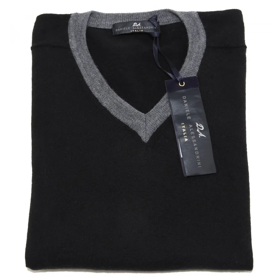 9955M maglione uomo DANIELE ALESSANDRINI nero sweater men