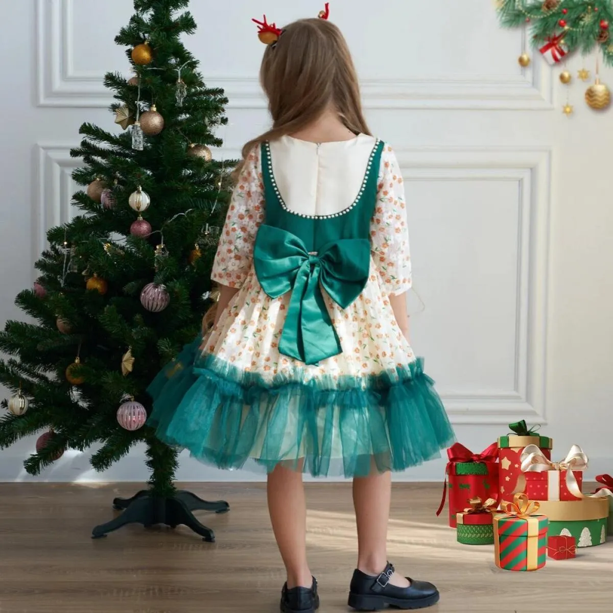 Abiti natalizi per neonate senza maniche lunghe in piuma carino festival festa per bambini vestiti da principessa per gilet in c