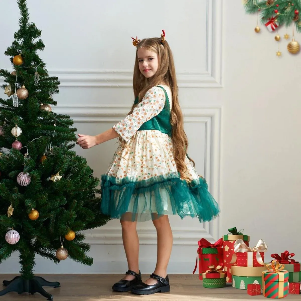Abiti natalizi per neonate senza maniche lunghe in piuma carino festival festa per bambini vestiti da principessa per gilet in c
