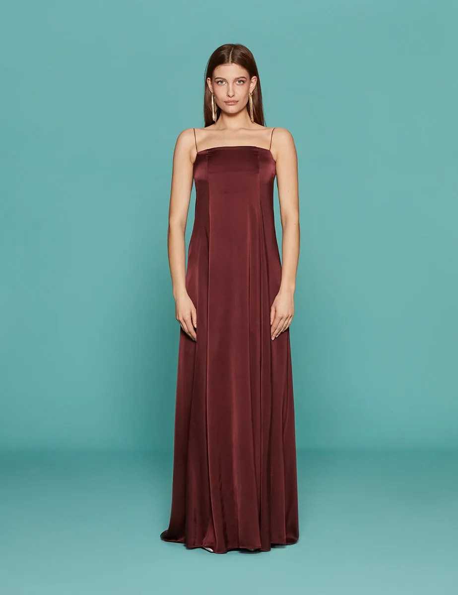 abito stretch silk satin cacao