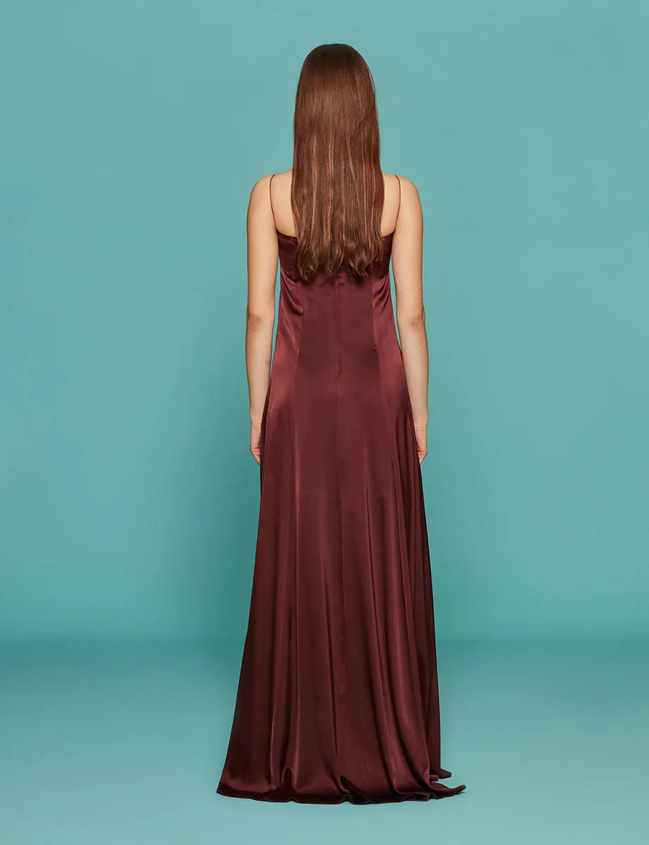 abito stretch silk satin cacao