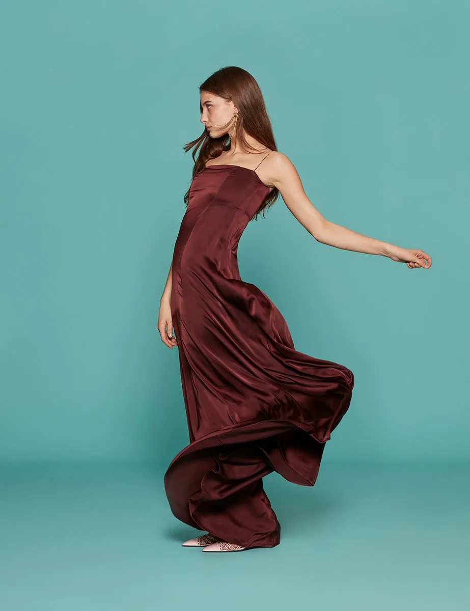 abito stretch silk satin cacao