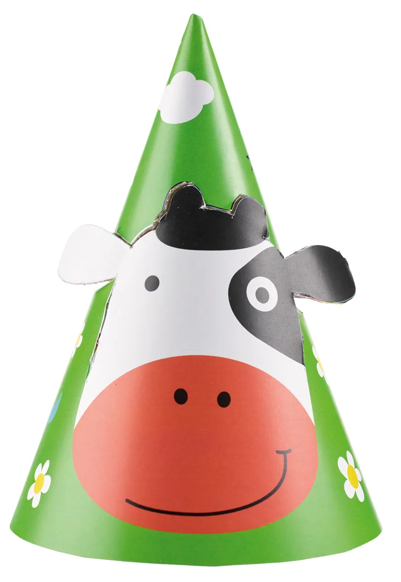 Adorabile cappello da festa per animali da fattoria 8 pezzi