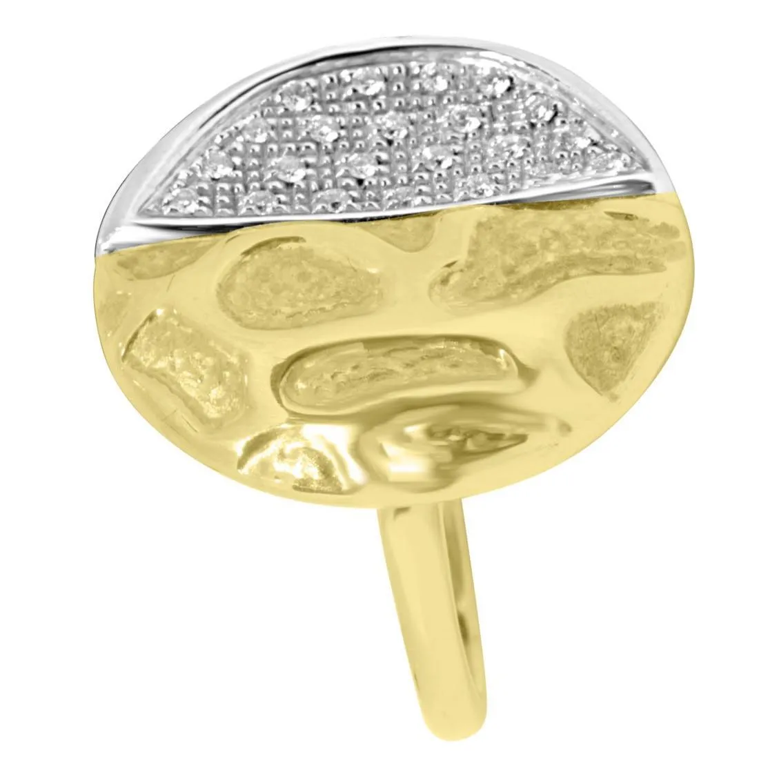 Anello in oro bianco e giallo con diamanti 0.22 ct mis 13