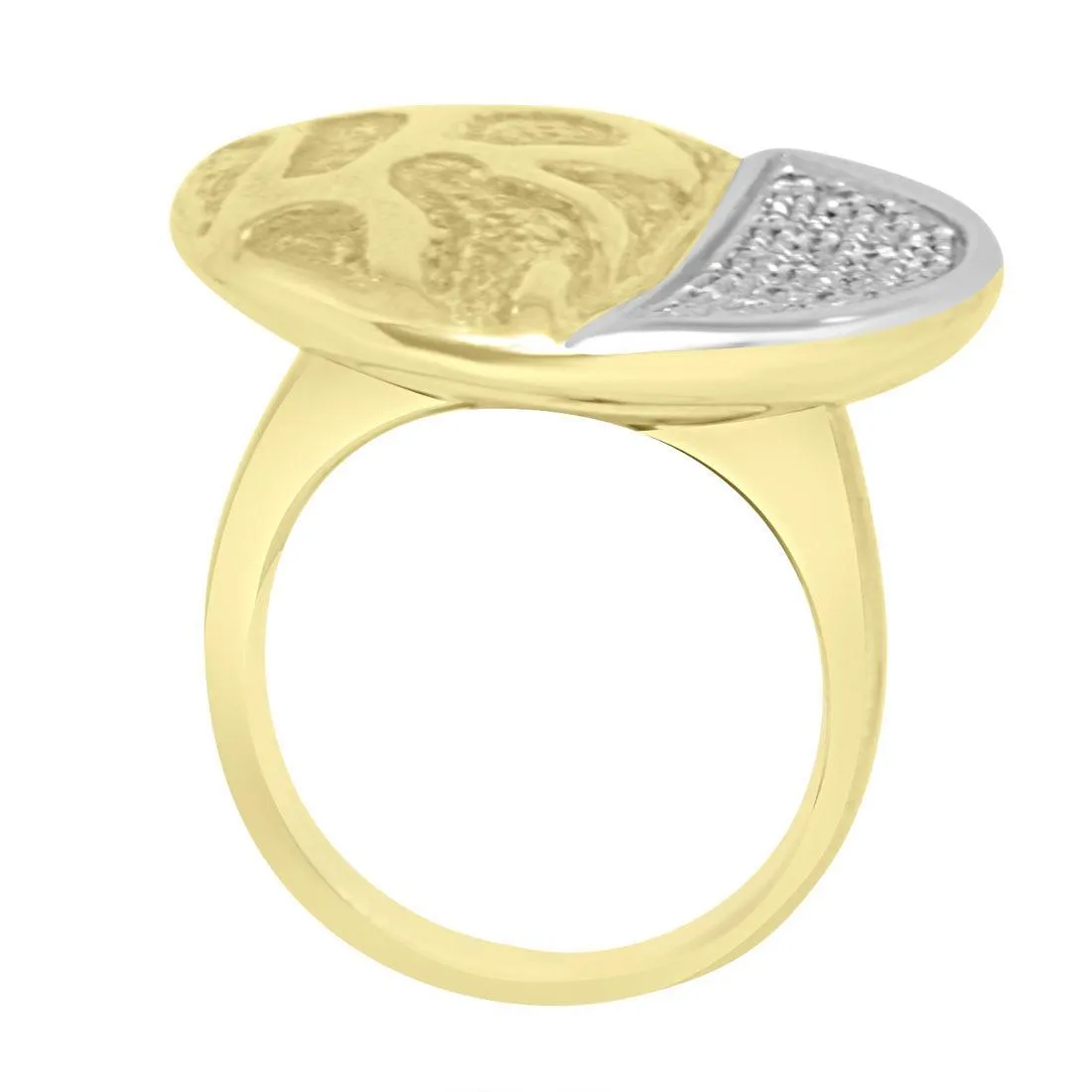 Anello in oro bianco e giallo con diamanti 0.22 ct mis 13