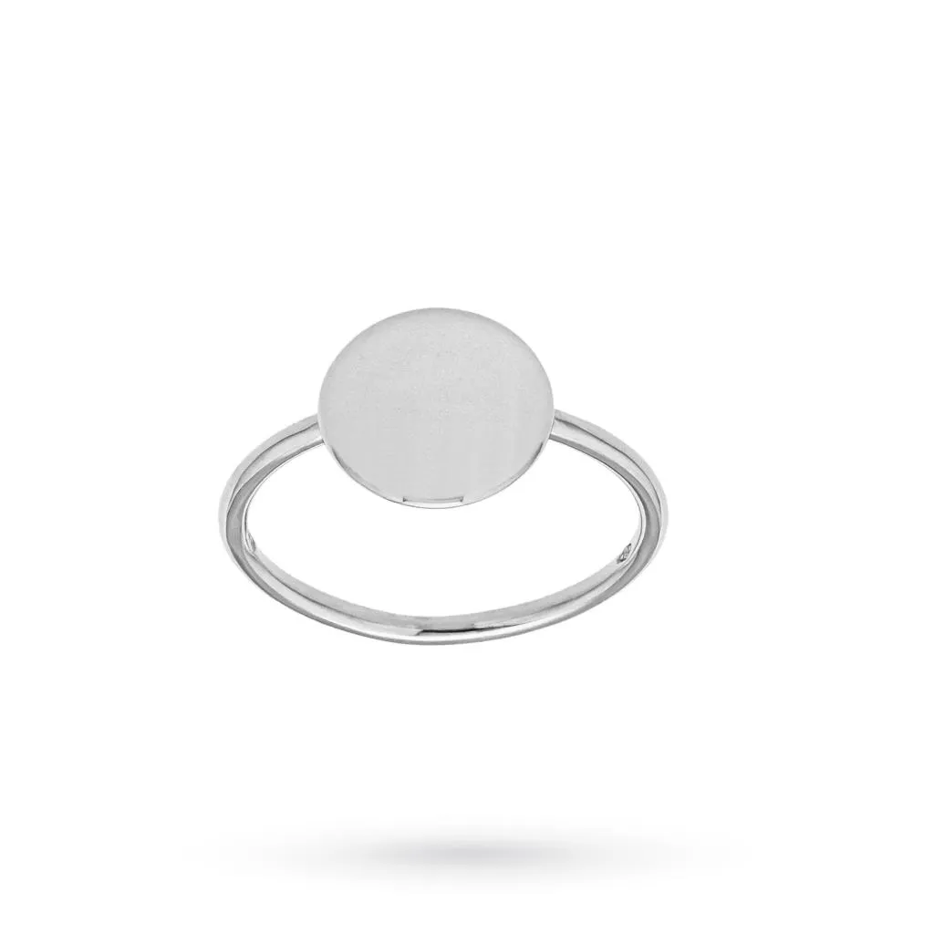 Anello oro bianco disco lucido incisione iniziale data