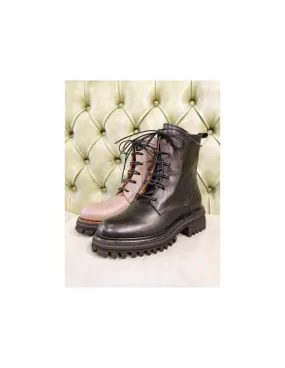 Anfibi con platform, in pelle