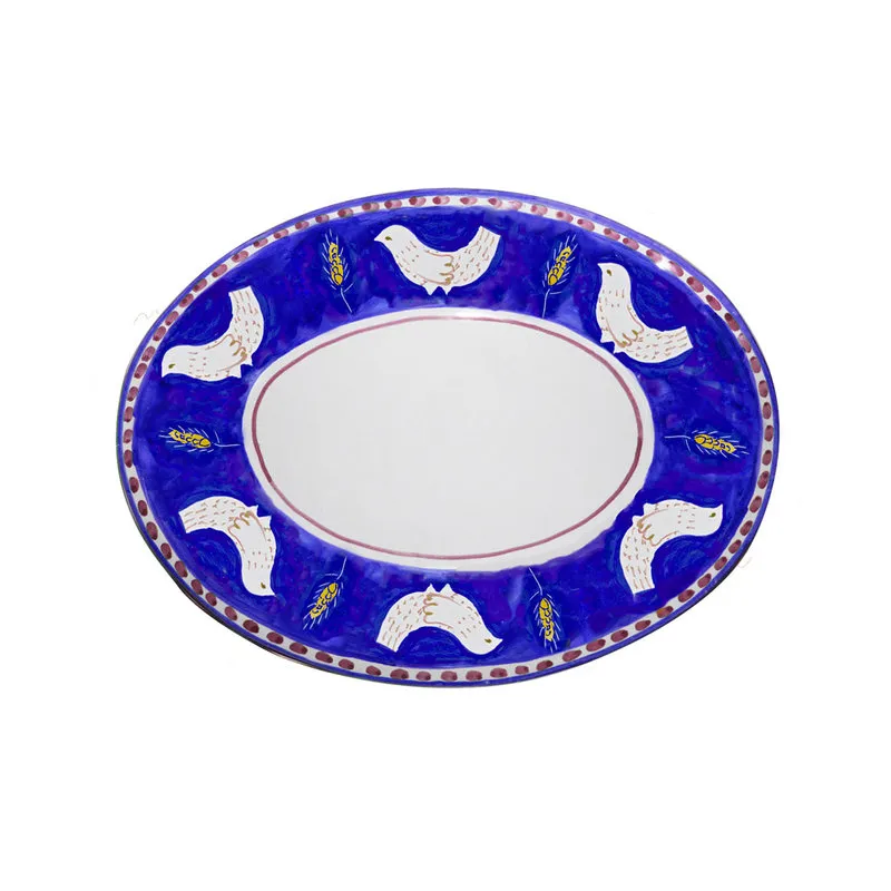 Arcucci Materia piuma blu vassoio ovale 43 cm