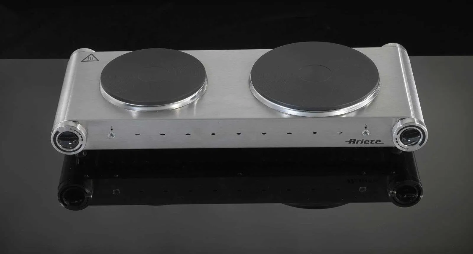 Ariete 994 Fornello Elettrico Doppio, Doppia Piastra di Cottura in Ghisa, 2500W, 53X22.5X9Cm, Argento