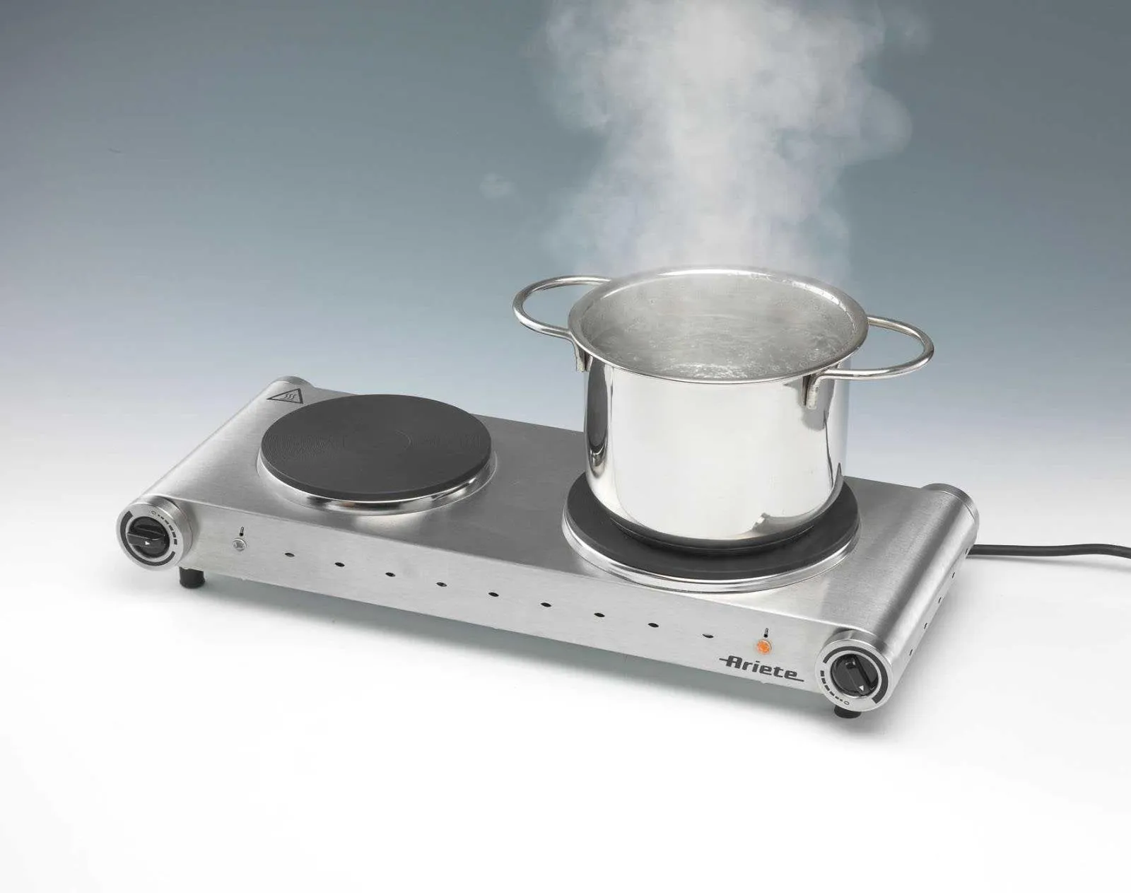 Ariete 994 Fornello Elettrico Doppio, Doppia Piastra di Cottura in Ghisa, 2500W, 53X22.5X9Cm, Argento
