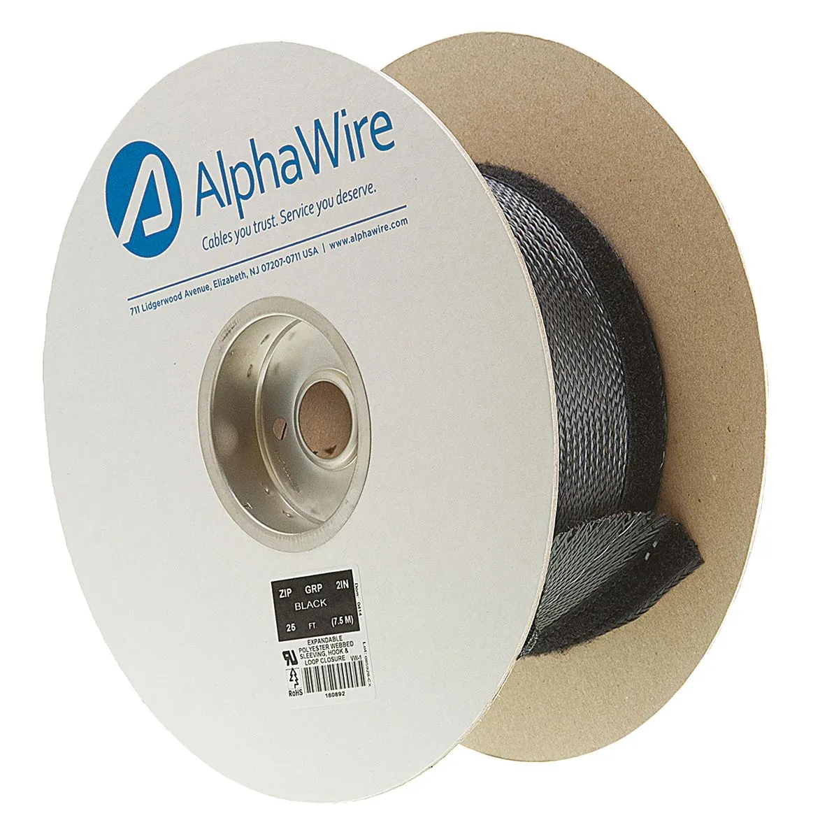 Avvolgicavo a spirale Alpha Wire, Nero, in PET, Ø cavo 12.7mm - 60.325mm, Ø interno 12.7mm, Ø fascio 60.325mm max