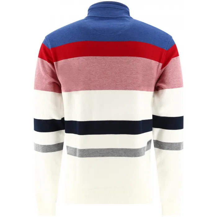Baileys maglione uomo in cotone a righe con cerniera rosso