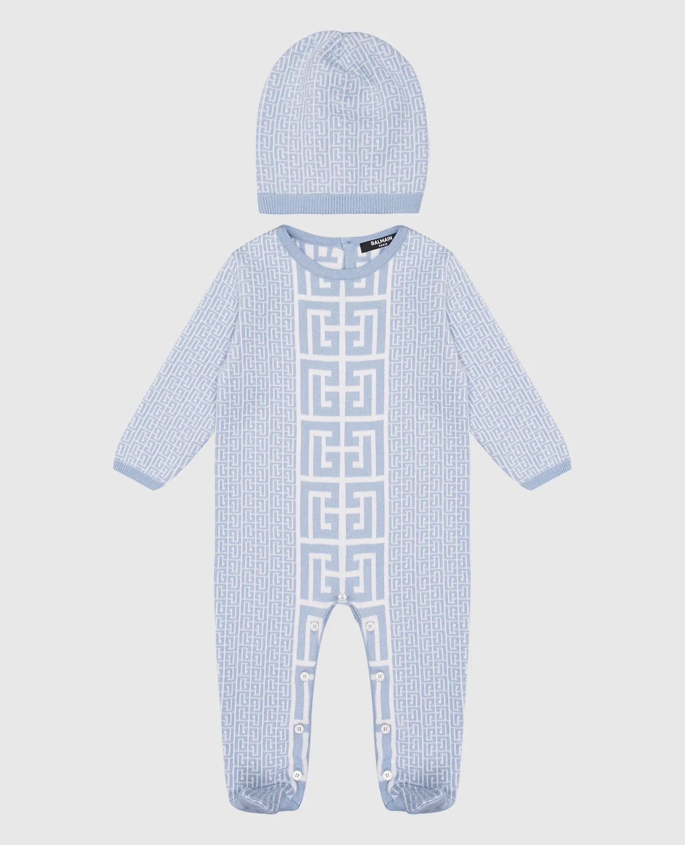 Balmain Set blu per bambini composto da tuta e cappello in cashmere BVB58AZ231219