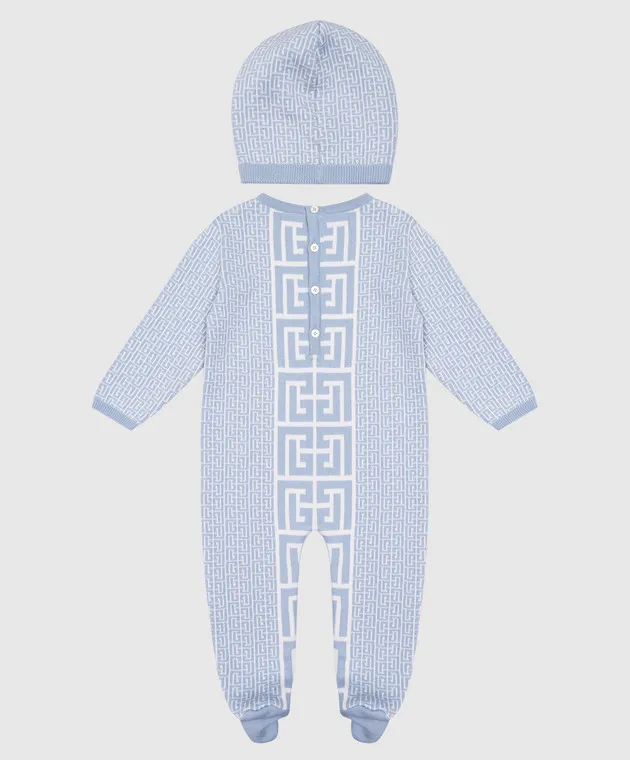 Balmain Set blu per bambini composto da tuta e cappello in cashmere BVB58AZ231219