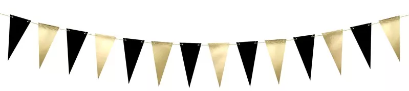 Bandierine oro - nero luccicanti 2,15m