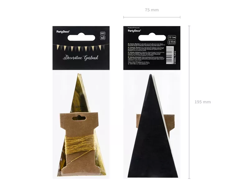 Bandierine oro - nero luccicanti 2,15m