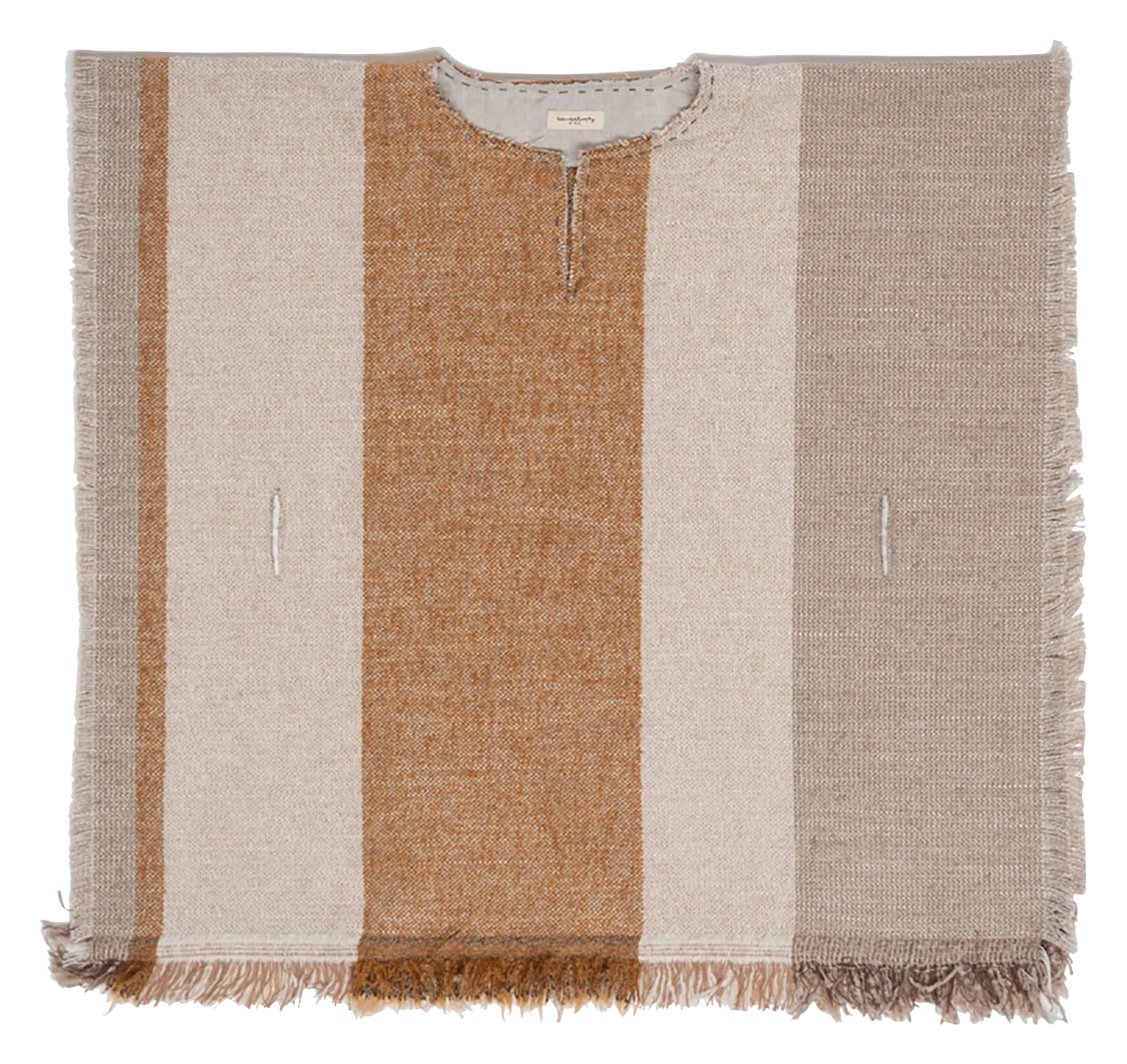  BED AND PHILOSOPHY   Poncho corto con frange in misto lino | Beige