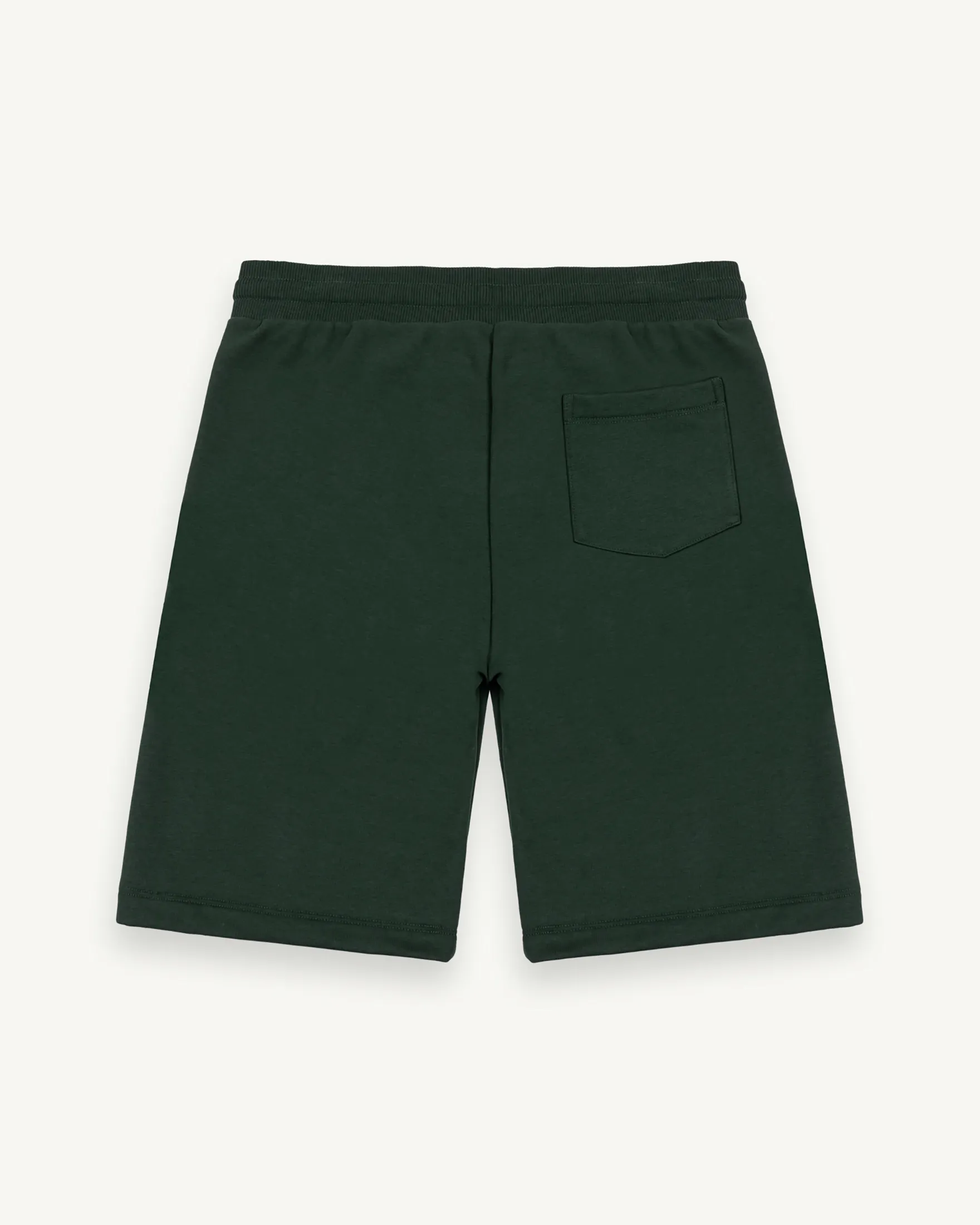 Bermuda verde scuro in felpa di cotone con logo bollo applicato