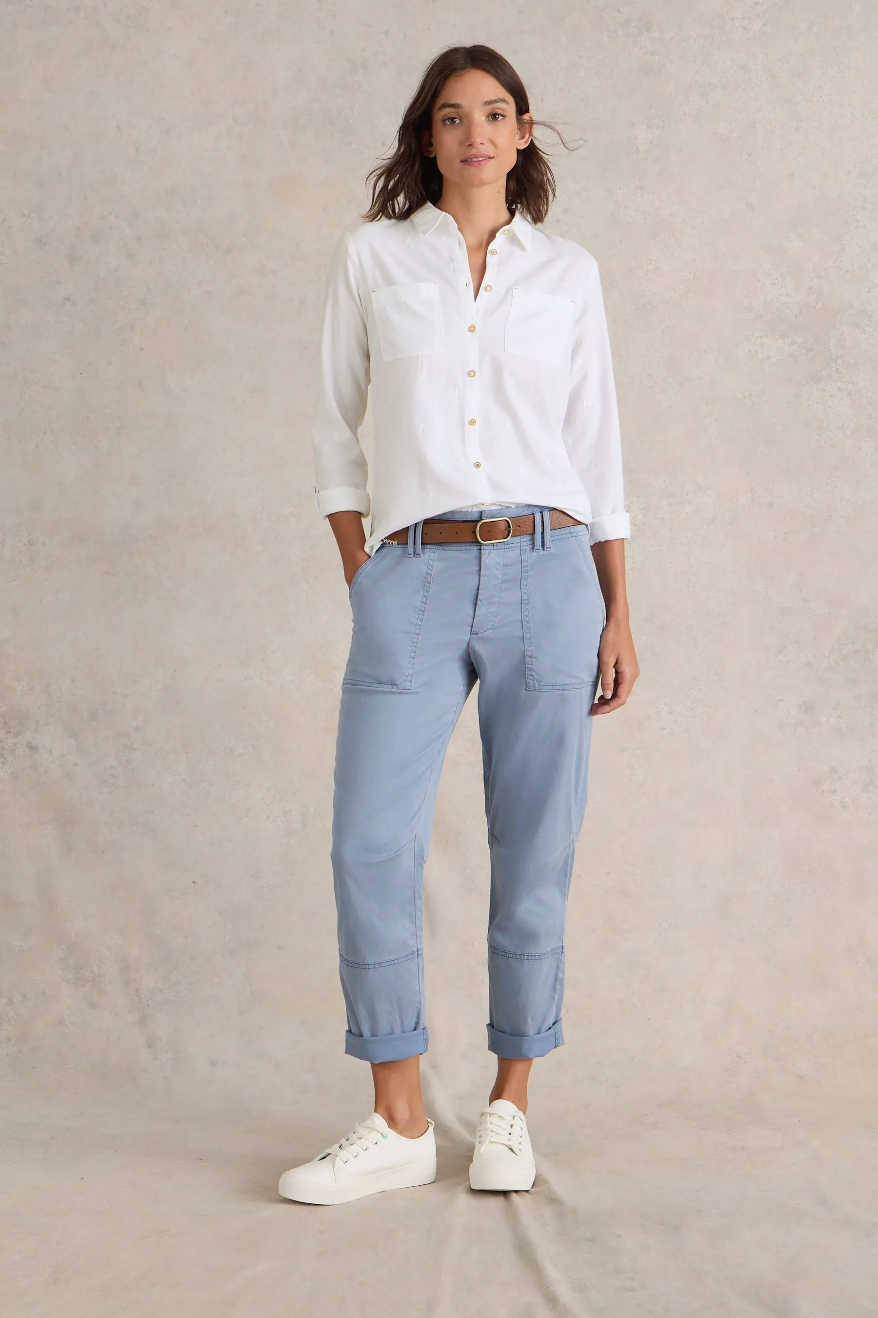 Bianco - Stuff Cotton Camicia Sophie 100% Cotone    
