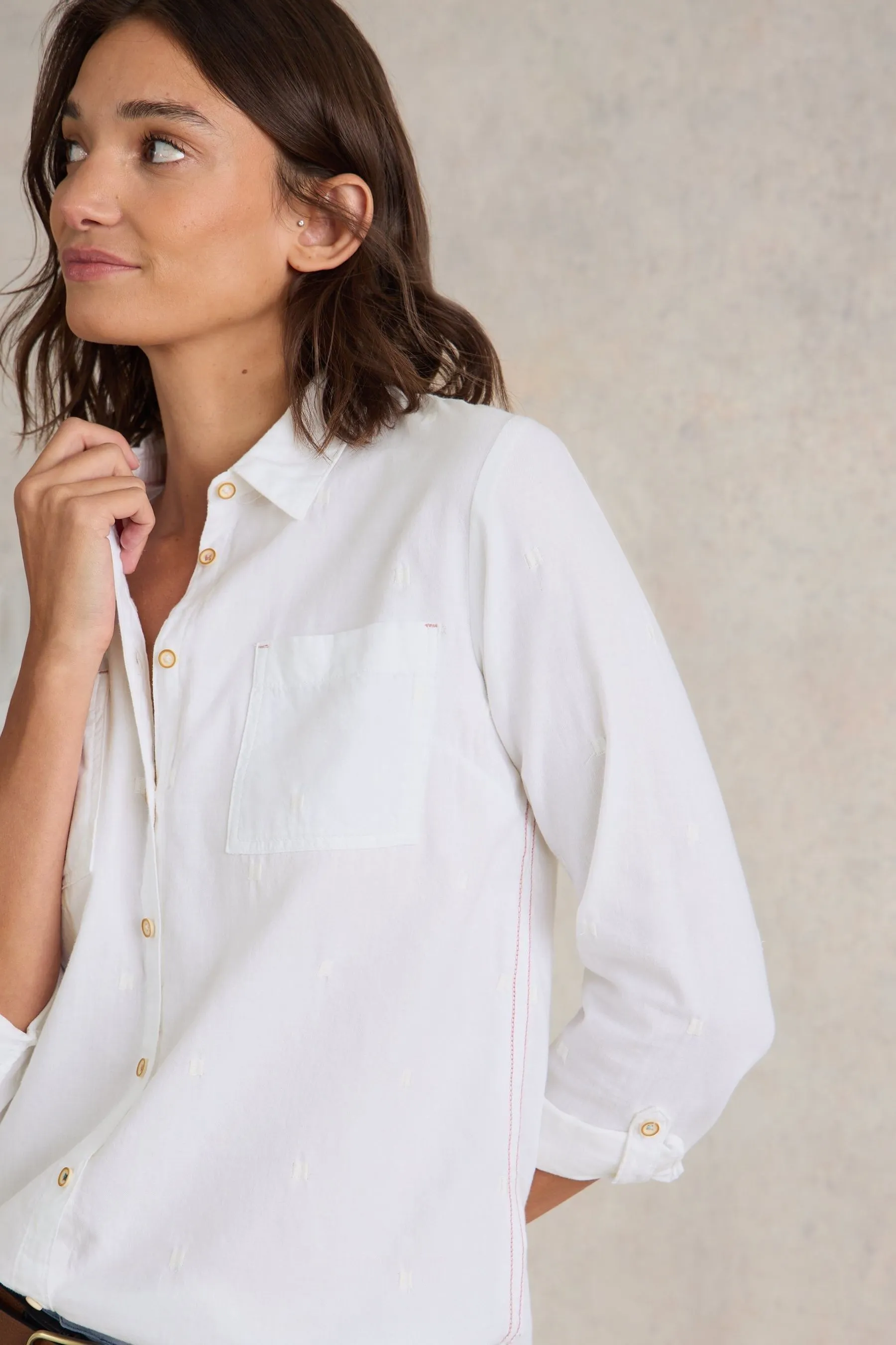 Bianco - Stuff Cotton Camicia Sophie 100% Cotone    