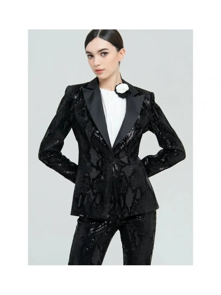 Blazer con paillettes in fantasia pitonata