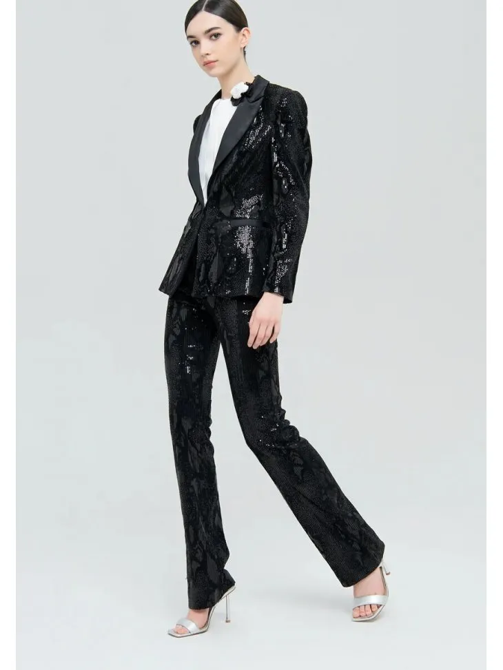 Blazer con paillettes in fantasia pitonata