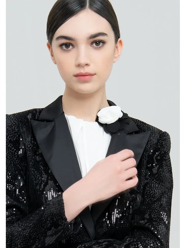 Blazer con paillettes in fantasia pitonata