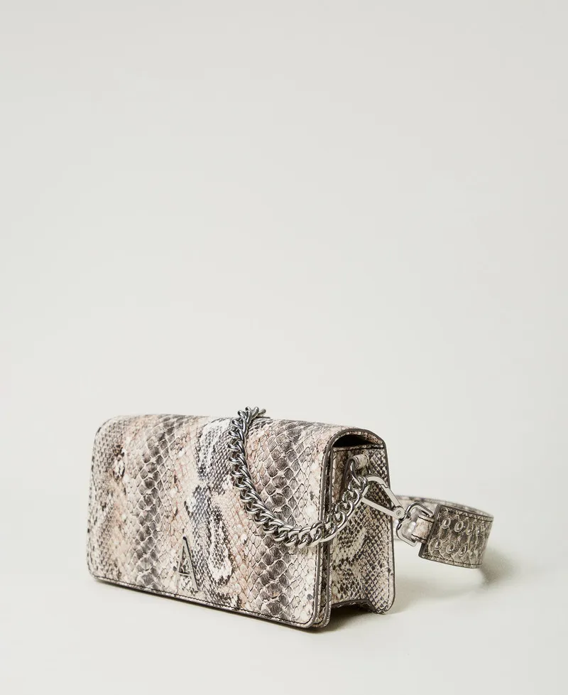 Borsa a tracolla con stampa snake