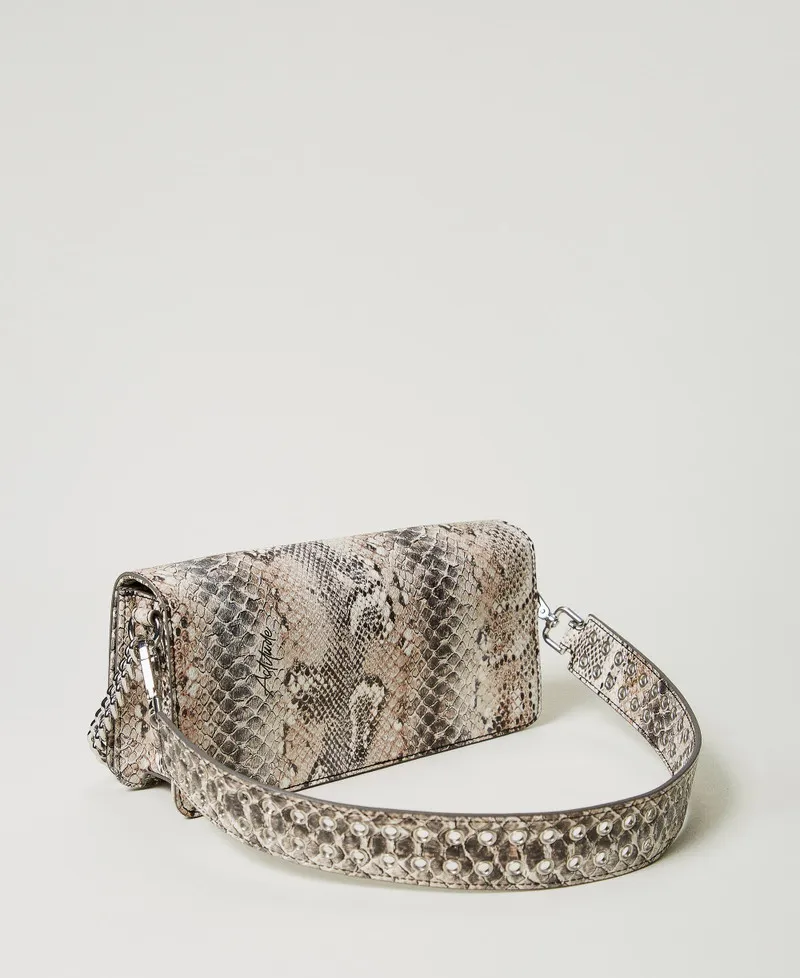 Borsa a tracolla con stampa snake