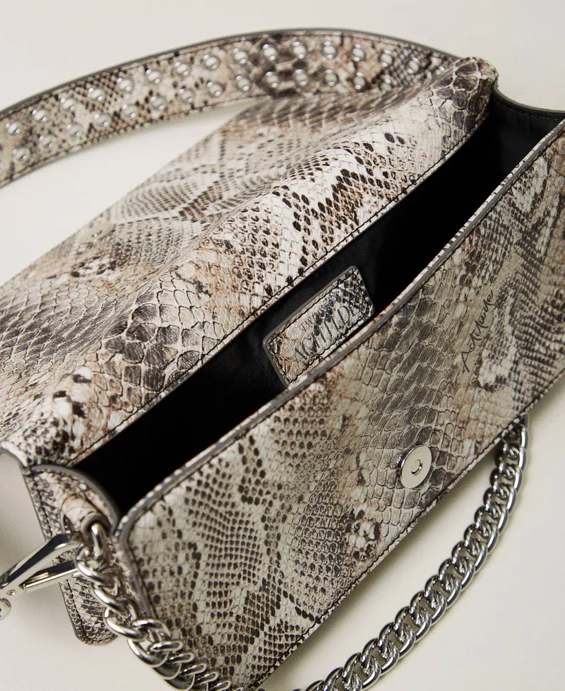 Borsa a tracolla con stampa snake