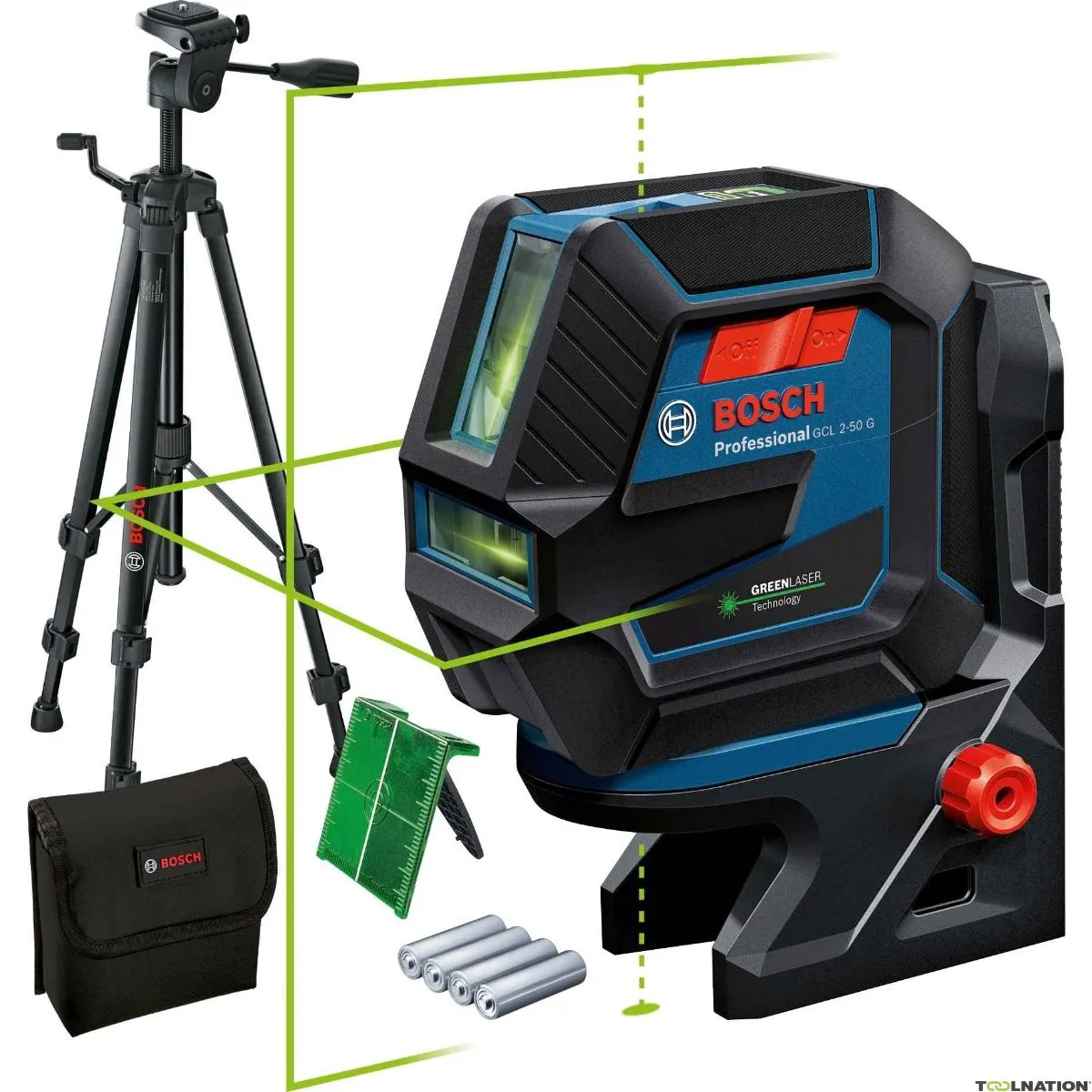 Bosch Professional 0601066M01 GCL 2-50 G Laser combinato verde con laser a punto e laser a linea + treppiede BT150