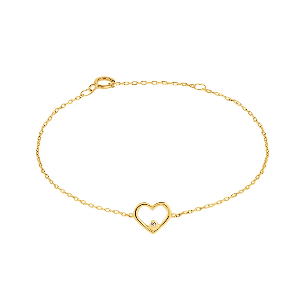Bracciale Cuore Mon Petit Oro Giallo 375/1000 Diamante Bianco 0,004 ct 14+2 cm 1432784