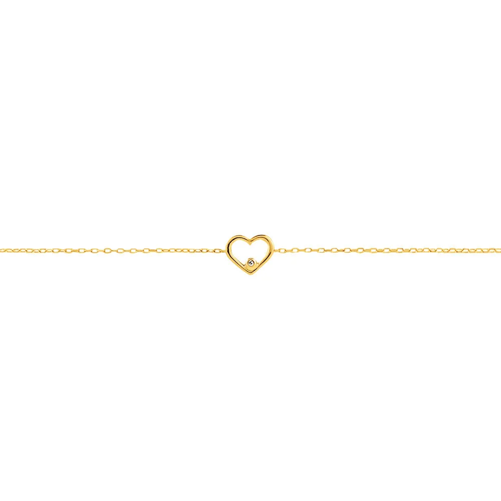 Bracciale Cuore Mon Petit Oro Giallo 375/1000 Diamante Bianco 0,004 ct 14+2 cm 1432784