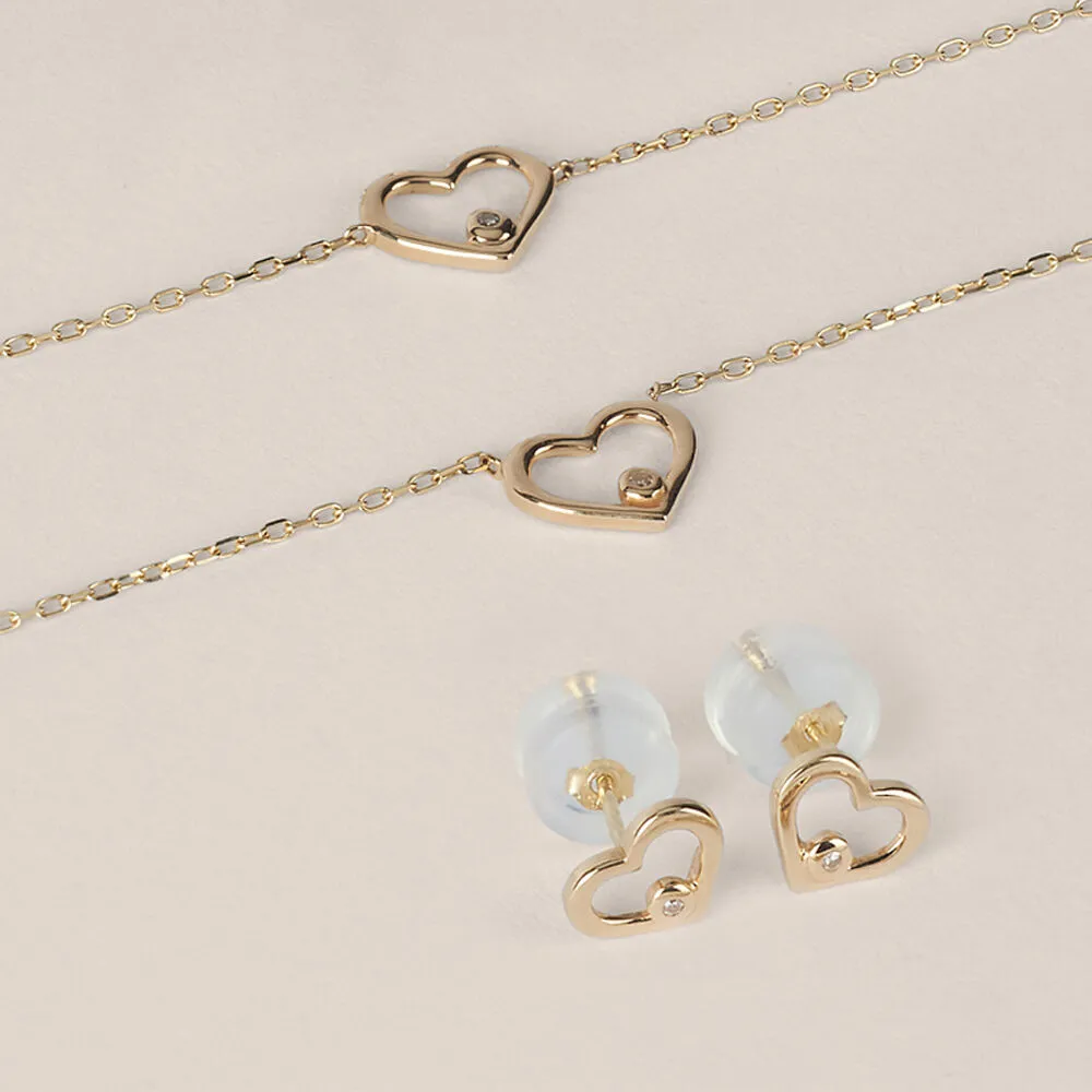Bracciale Cuore Mon Petit Oro Giallo 375/1000 Diamante Bianco 0,004 ct 14+2 cm 1432784
