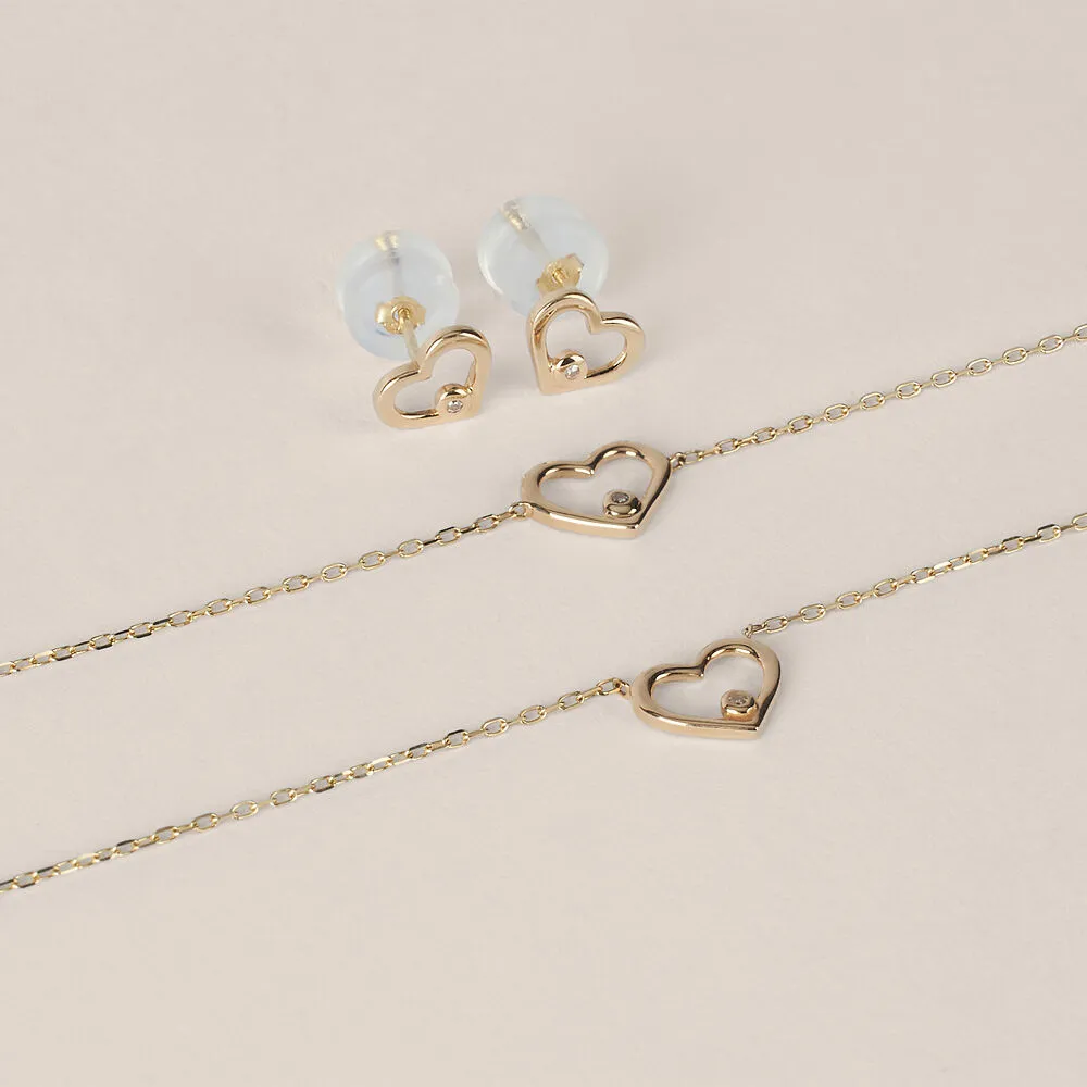 Bracciale Cuore Mon Petit Oro Giallo 375/1000 Diamante Bianco 0,004 ct 14+2 cm 1432784