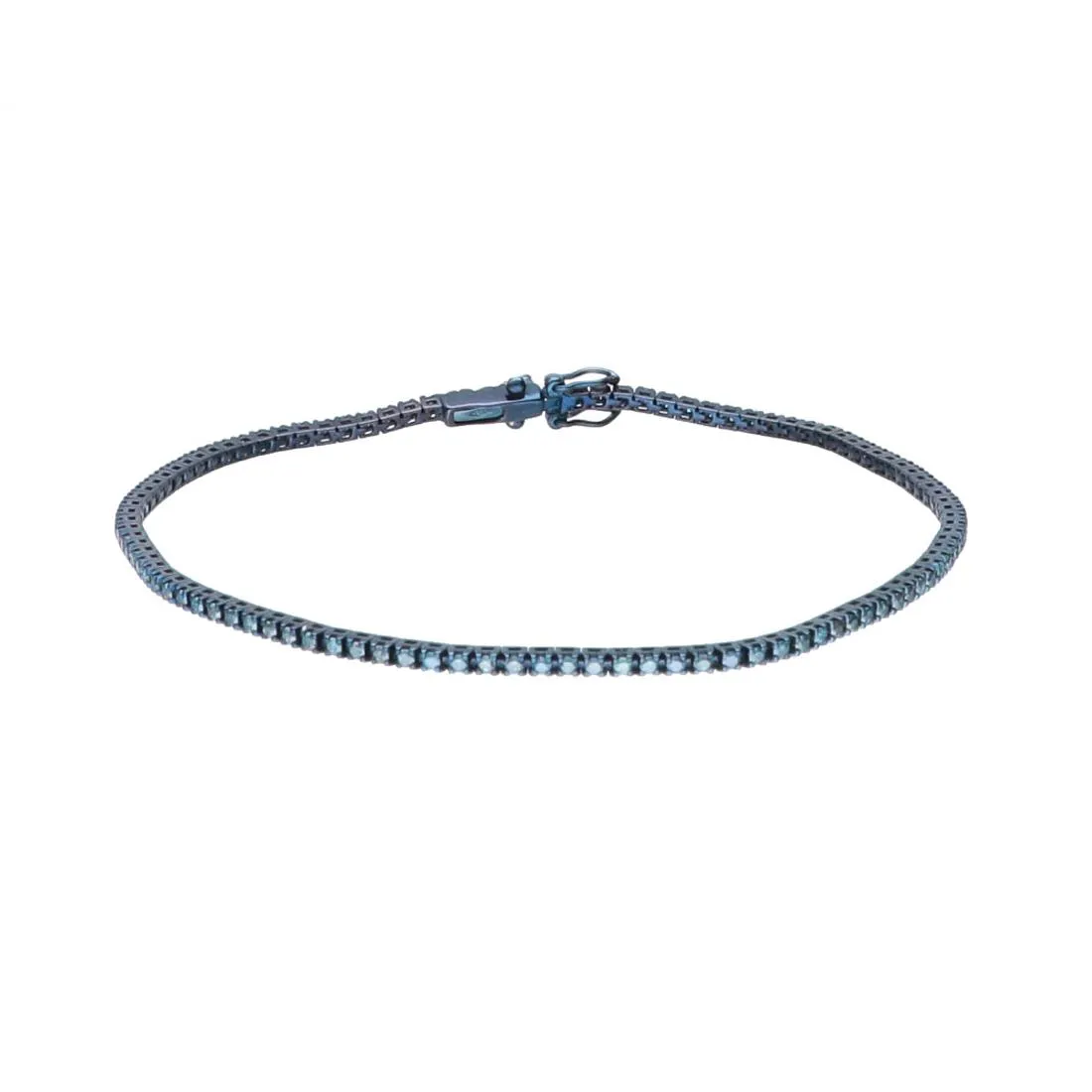 Bracciale tennis in oro con diamanti naturali blu trattati