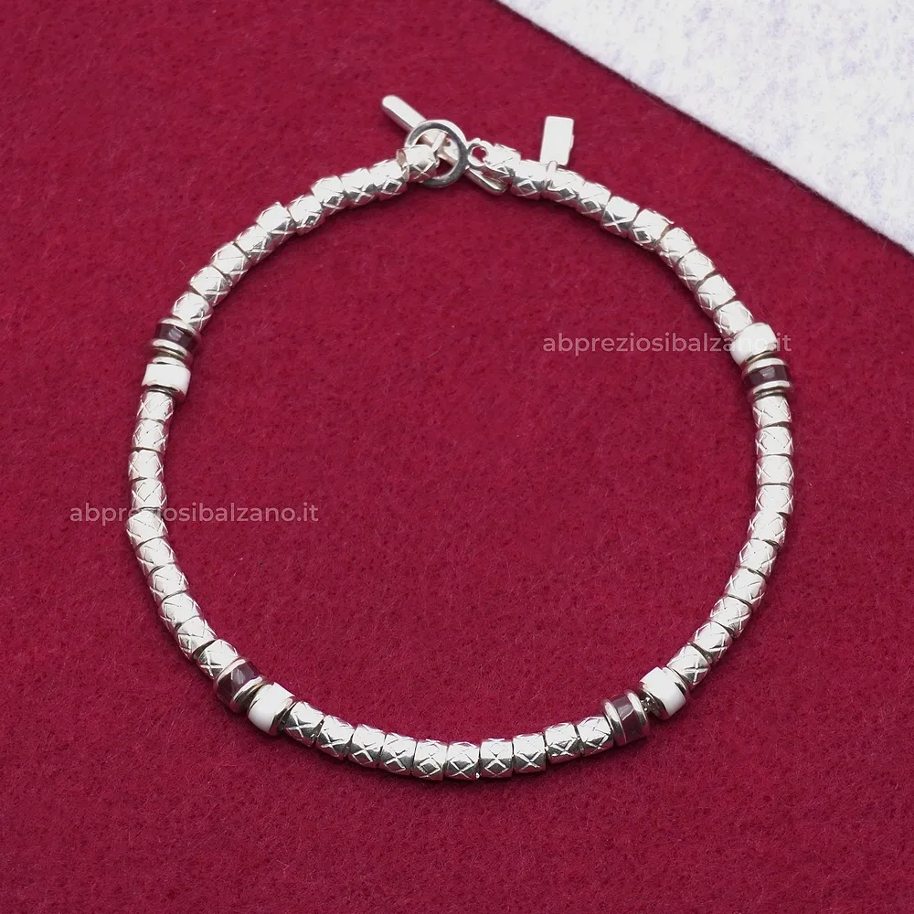 Bracciale TORINO CALCIO con Pigne Granata Bianco in Argento Dodo Mariani