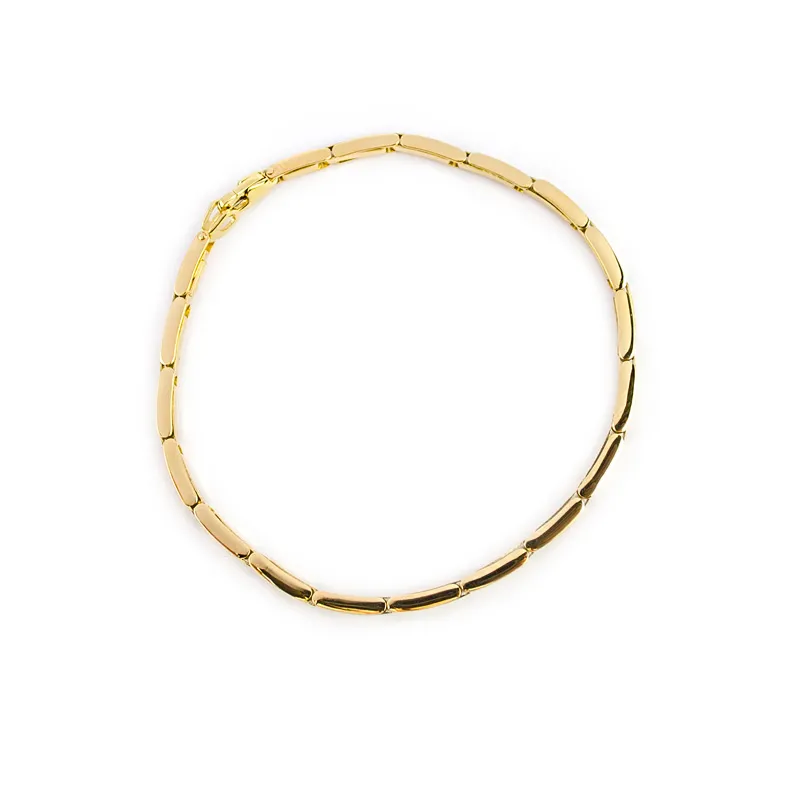 Bracciale uomo lineare in oro giallo lucido e satinato
