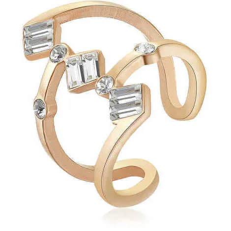 BROSWAY Anello JUICE in acciaio e pvd rosa con swarovski m