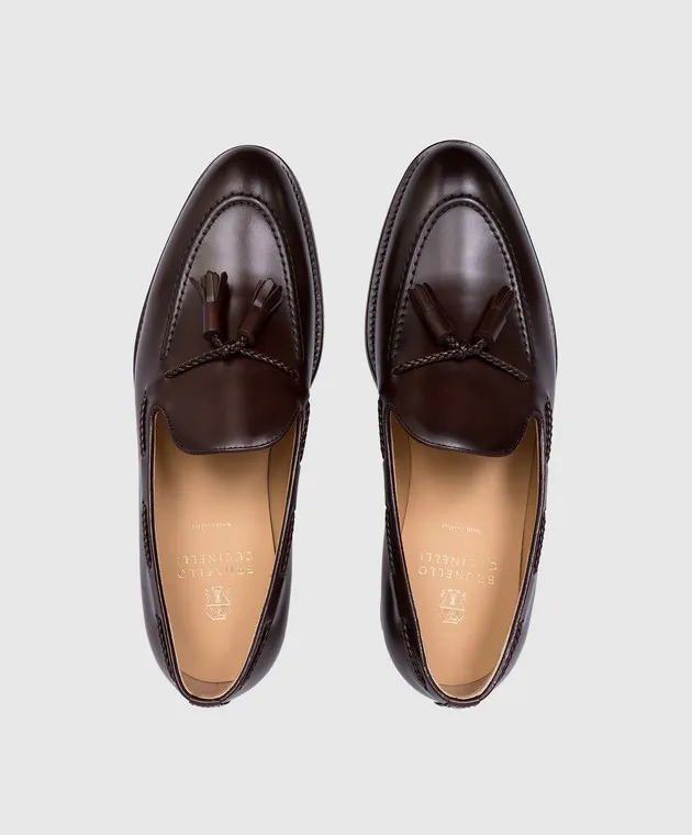 Brunello Cucinelli Mocassini in pelle marrone con nappine MZUVRNU713
