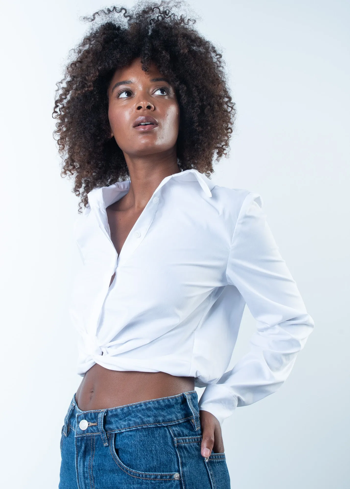 Camicia in popeline annodata
