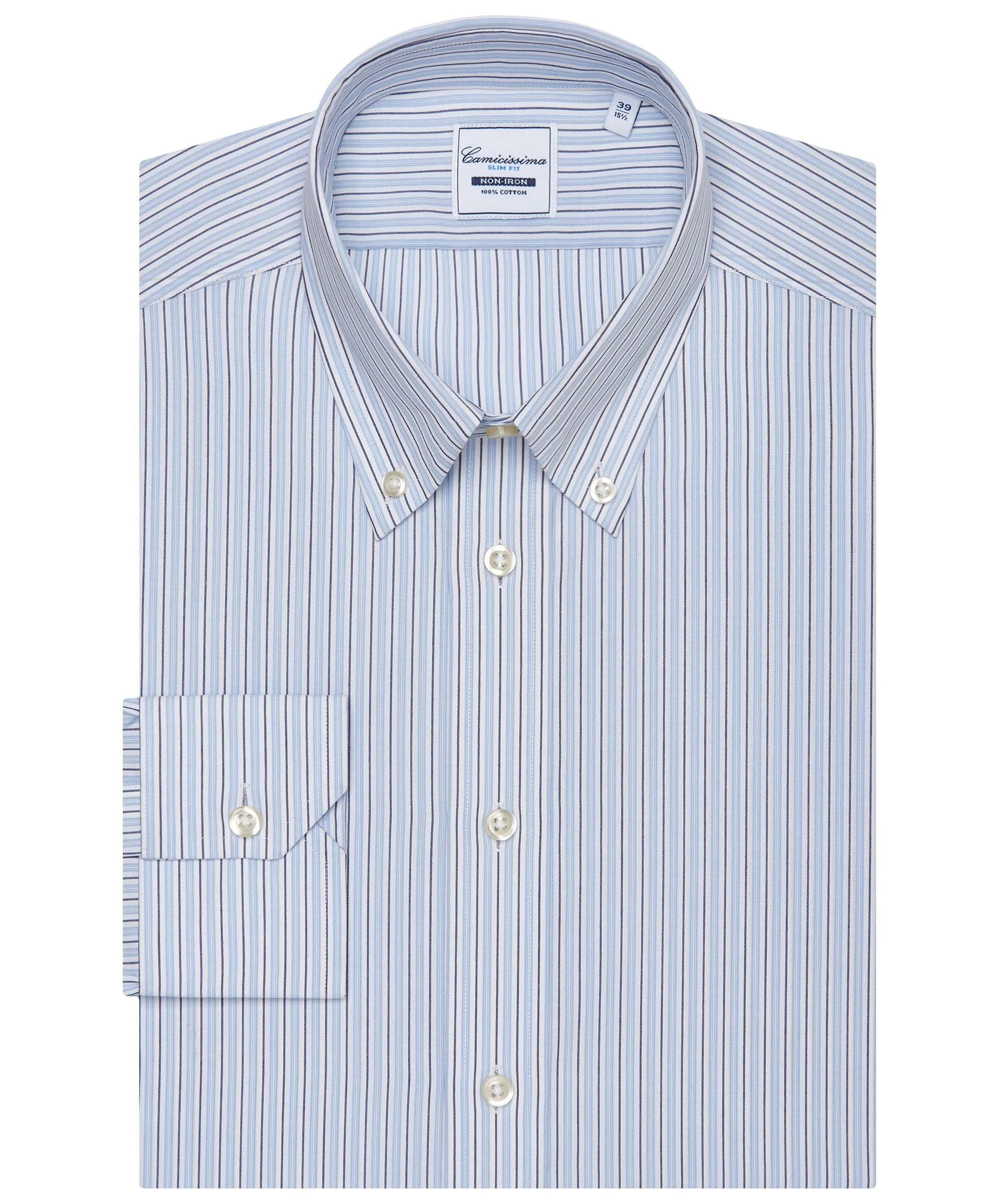 Camicia non iron con doppia riga e collo botton down button down    