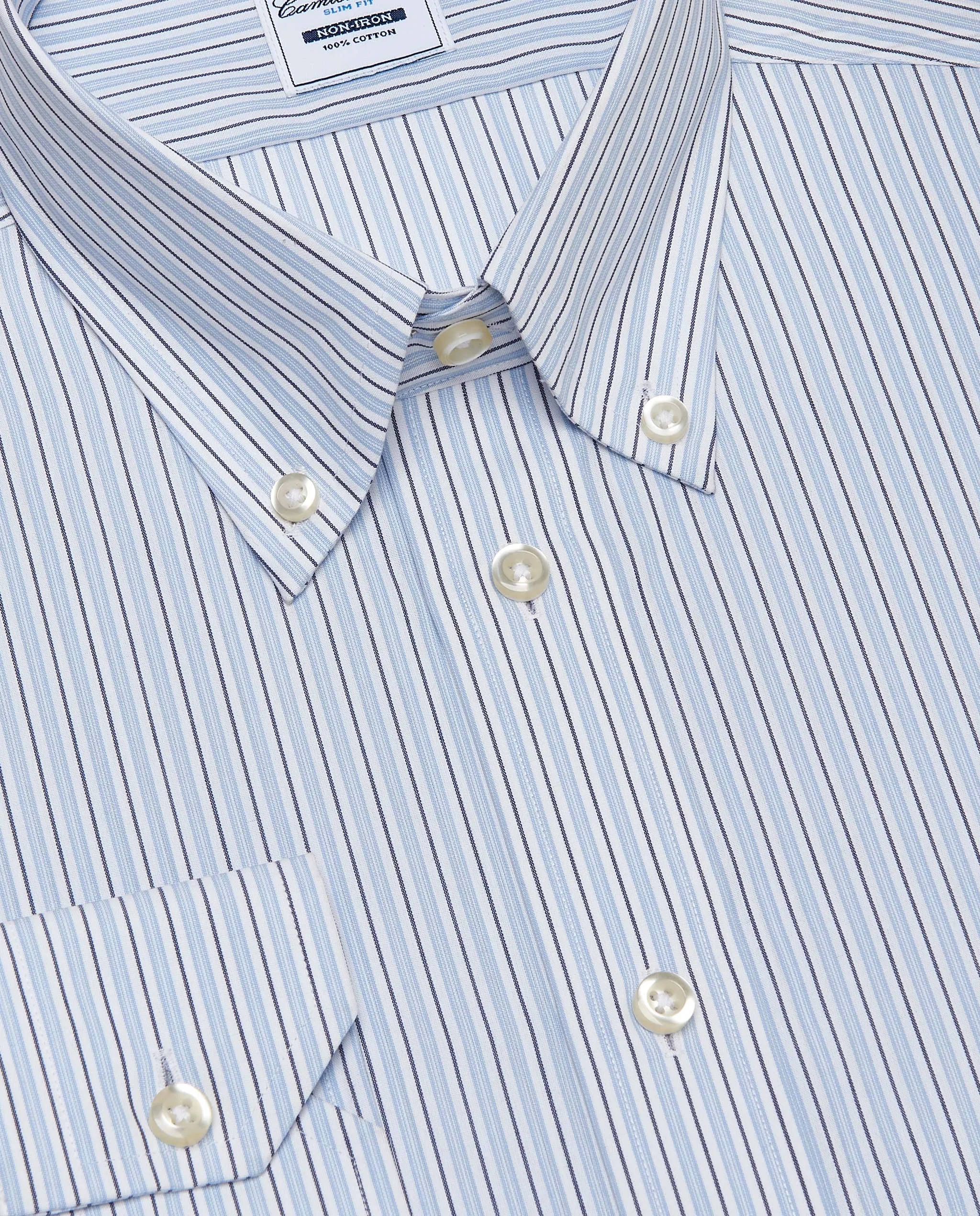 Camicia non iron con doppia riga e collo botton down button down    