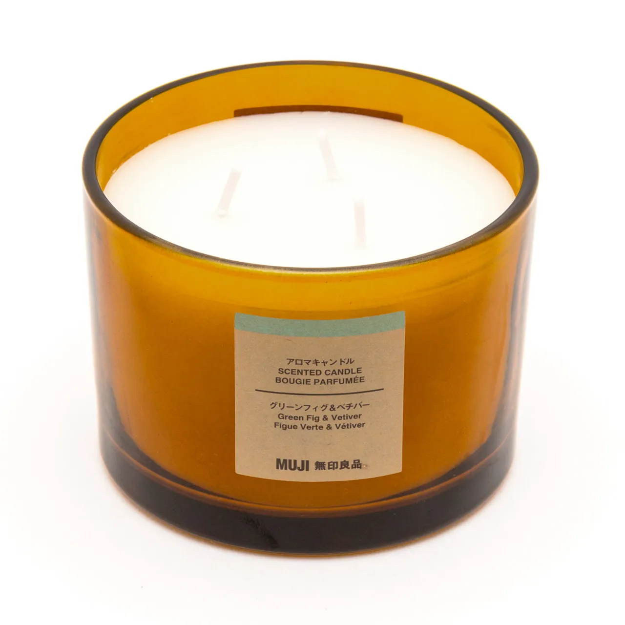 Candela fico verde e vetiver, 3 stoppini