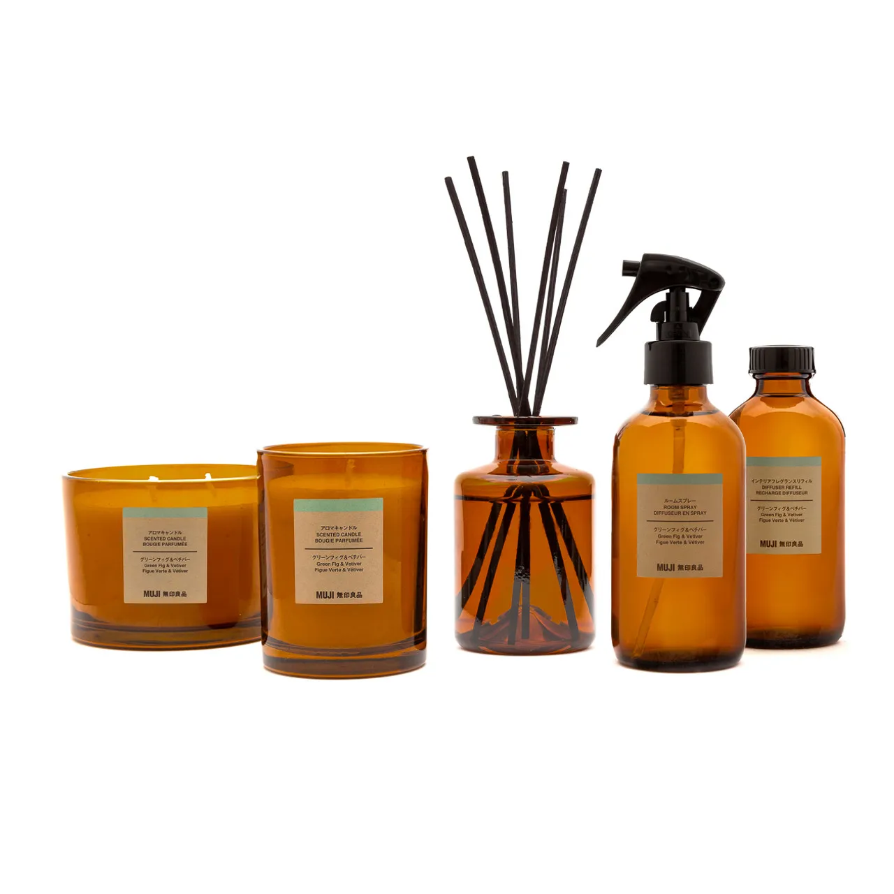 Candela fico verde e vetiver, 3 stoppini