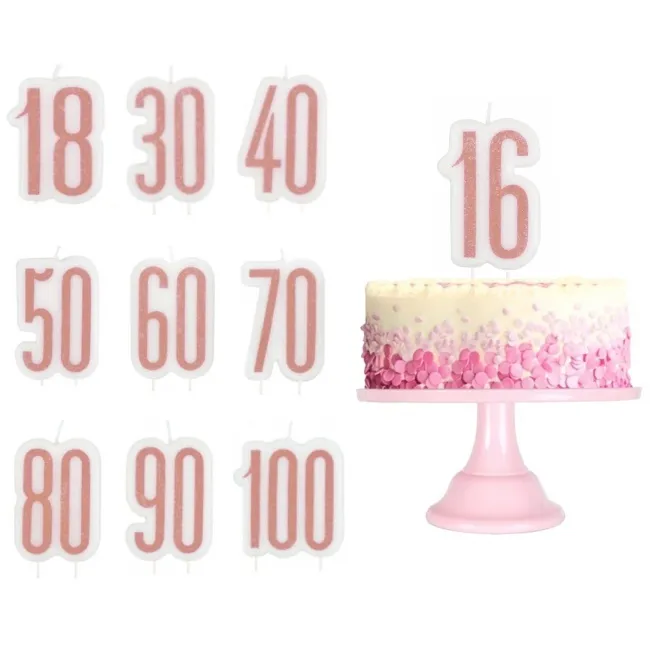 Candela numero rosa da 7 cm