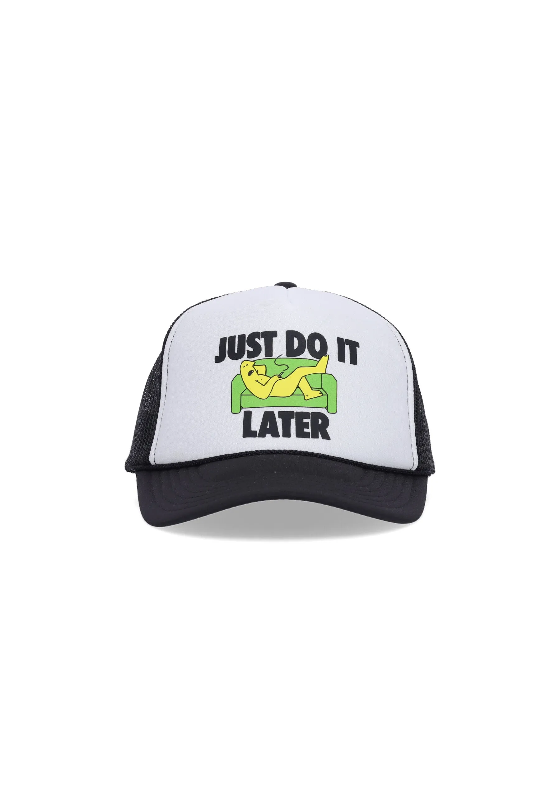 Cappellino Visiera Curva Uomo Secret Club Just Do It Later Trucker Hat White/black